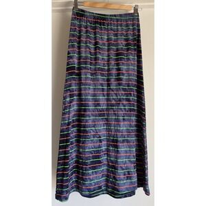 Pink Elephant Striped Maxi Skirt Size 14 Navy Neon Green Orange Long